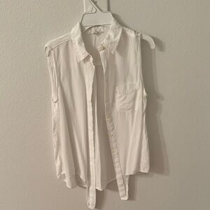 beachlunchlounge Sleeveless White Button-Down Shirt